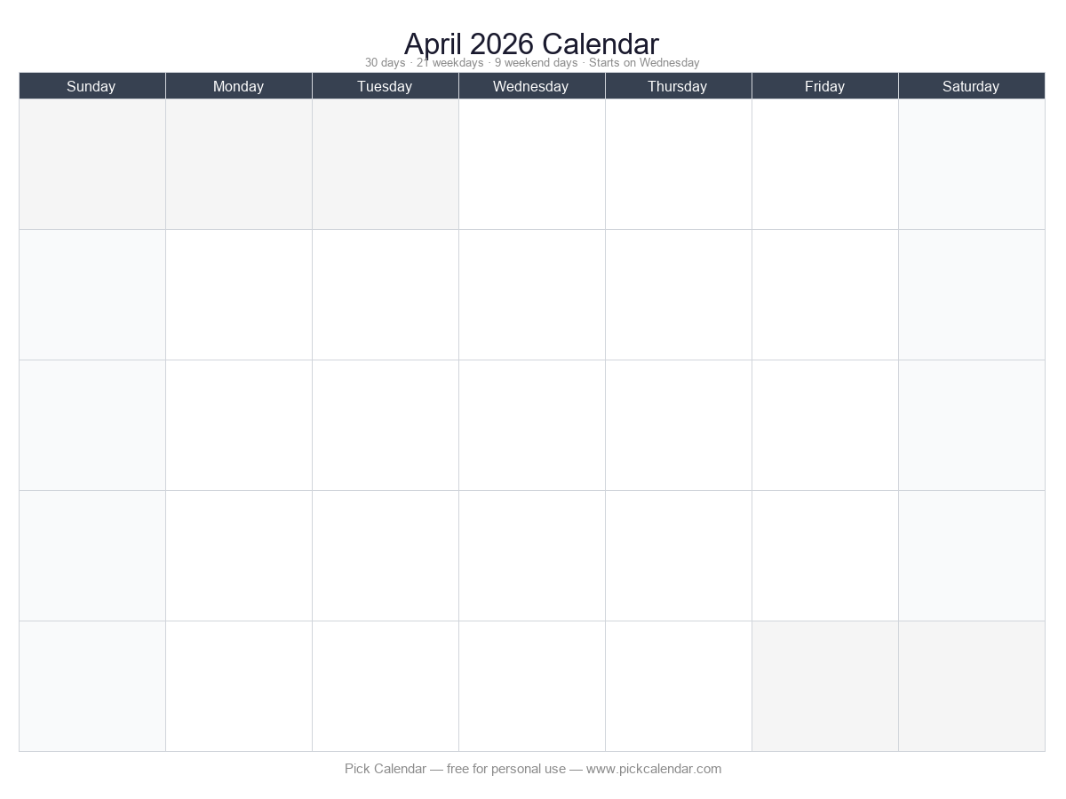 Completely Blank Template — April 2026