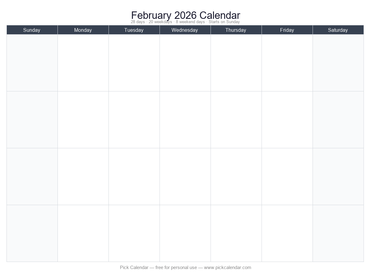 Completely Blank Template — February 2026