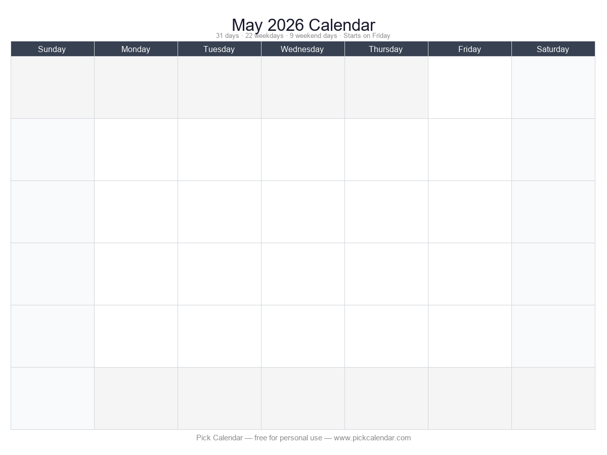 Completely Blank Template — May 2026