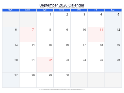 September 2026 Calendar